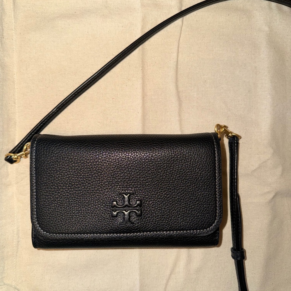 Tory Burch Black Pebbled Leather Crossbody Bag